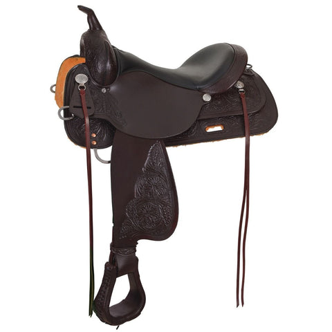 Circle Y 18-Inch-Wide Panel Tooled Trail Saddle