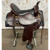 Circle Y Big Spring Easy Fit Saddle with Black Seat and Gold Hardware, 17" seat