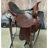 Circle Y Trail Saddle with Black Seat and Sliver Hardware, 16" seat