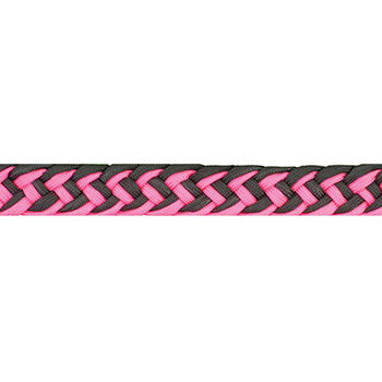 Partrade Pink and Black Braided Barrel Reins