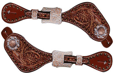 Showman Ladies Floral Tooled Spur Straps