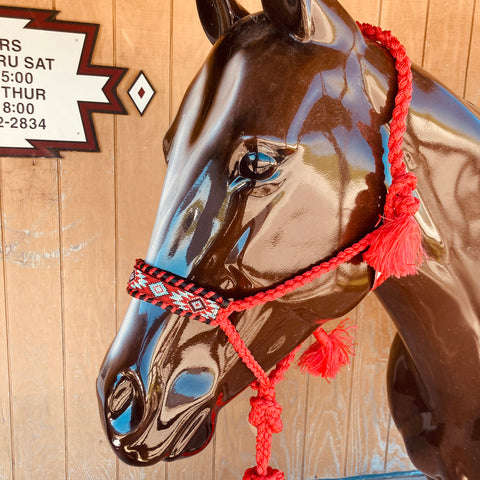 Red Southwest Beaded Mule Tape Halter