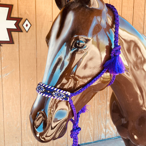 Purple Southwest Beaded Mule Tape Halter