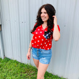 Red Star with Blue Star Sequin Pocket Shirt