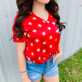 Red Star with Blue Star Sequin Pocket Shirt