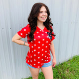 Red Star with Blue Star Sequin Pocket Shirt