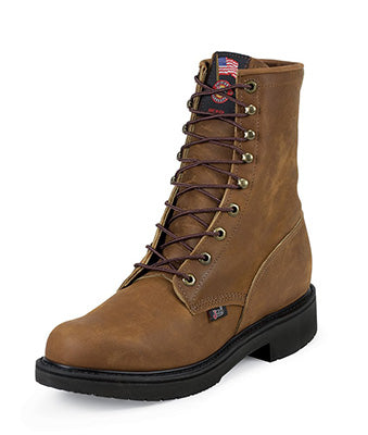Justin Men's Aged Bark Lace Up Steel Toe Boots
