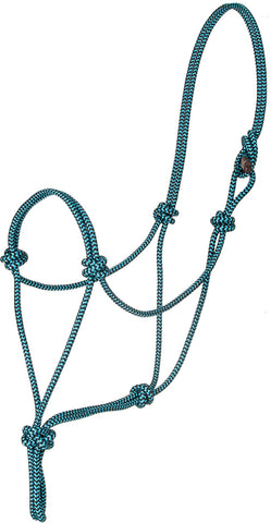 Premium Nylon Rope Halter - Turquoise/Black