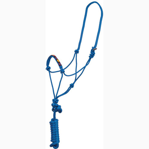 Mustang Blue Beaded Overlay Rope Halter 