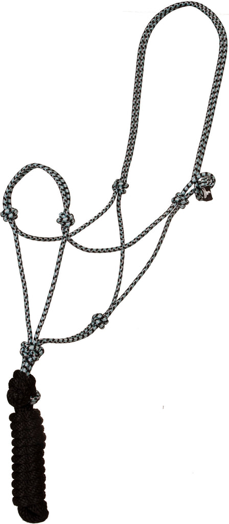 Economy Mountain Rope Halter and Lead - Black/Turquoise/White