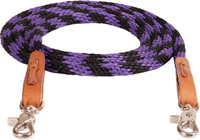 Purple and Black Round Trail Reins