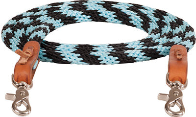 Turquoise and Black Round Trail Reins