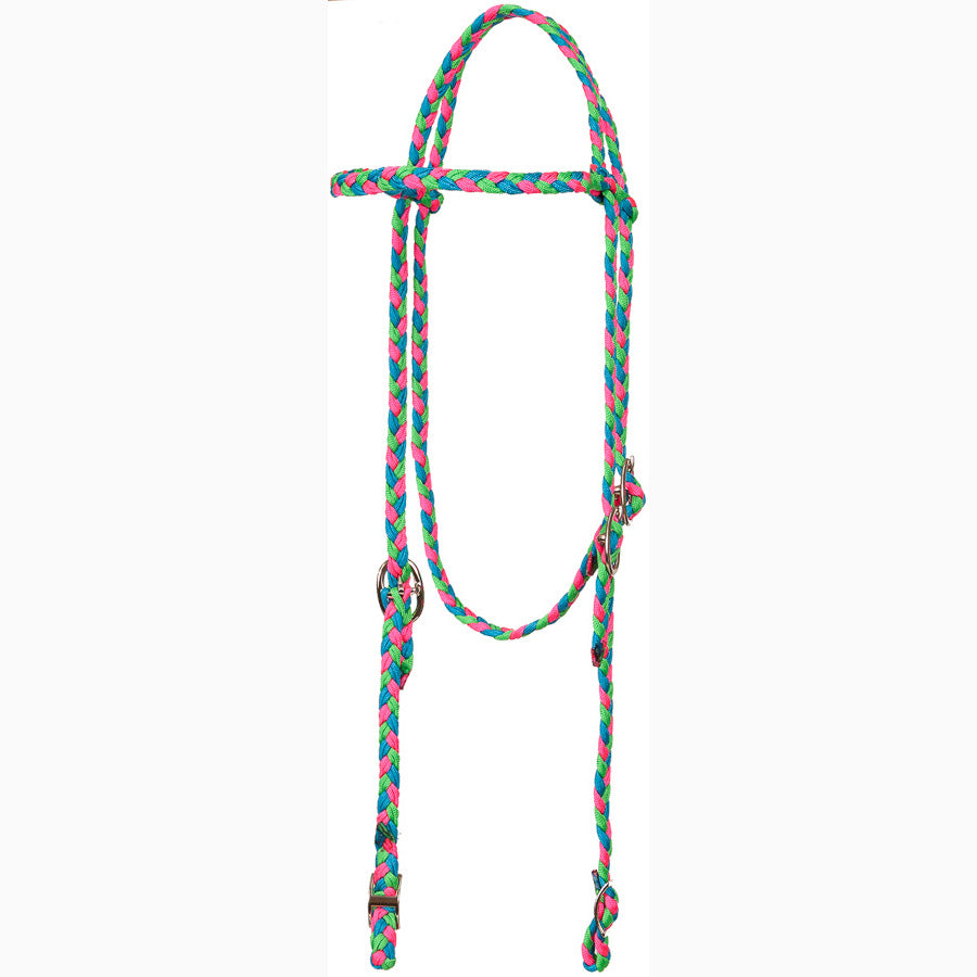 Mustang Pink, Turquoise, and Lime Browband Headstall  