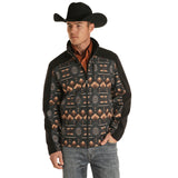 Powder River Men's Black Aztec Full Zip Softshell Jacket