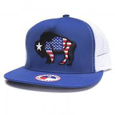 Hooey Blue and White Bison Snap Back Cap