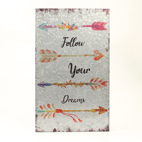 Follow Your Dreams Metal Wall Hanging Sign