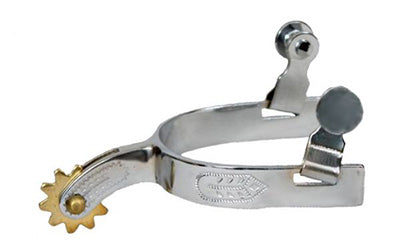 Showman Youth Chrome Leaf Design Spurs