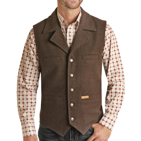 Powder River Dark Heather Brown Wool Vest