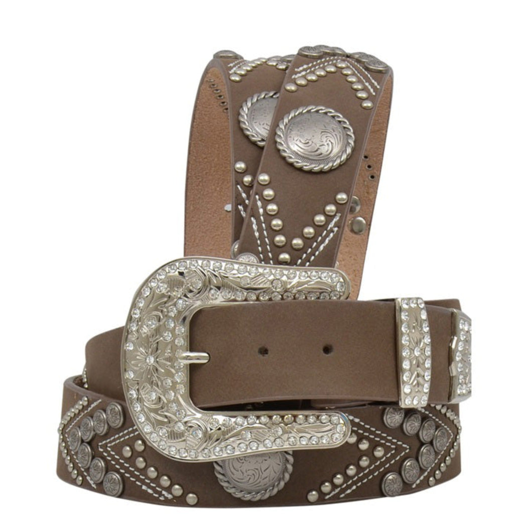 Women's Brown Arrow Studded Concho Belt 