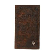 Ariat Men's Rowdy Brown Checkbook Cover Wallet