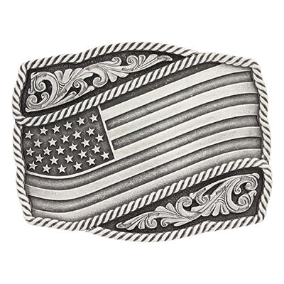 Antique Silver Waving Flag Buckle