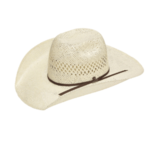 natural color punchy cowboy hat with dark brown hatband