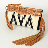 American Darling Black & White Aztec Tooled Clutch