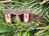 American Darling Black and Tan Tooled Clutch