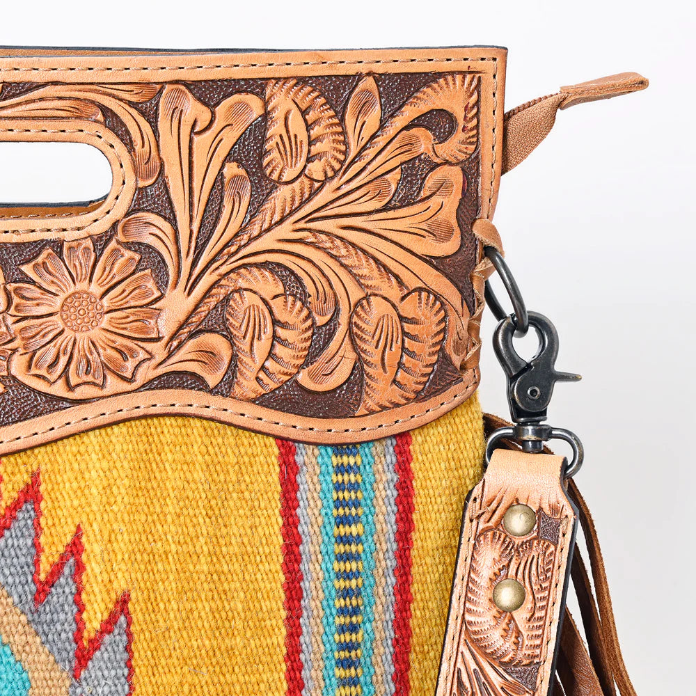 American Darling Yellow Aztec/Floral Tooled bag display picture 1