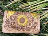 American Darling Sunflower Tooled Clutch