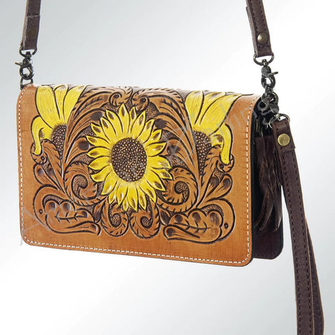 American Darling Sunflower Tooled Clutch