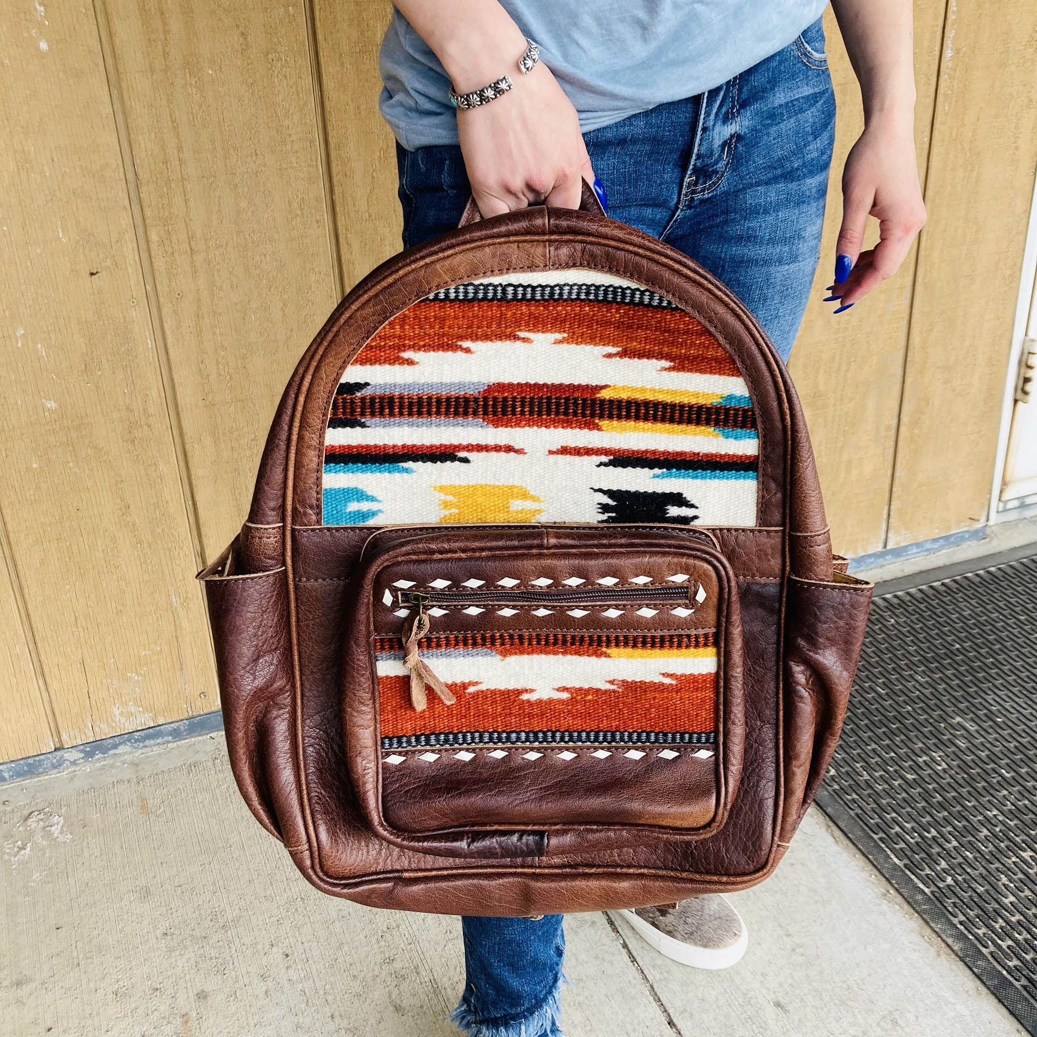 NWT Wipil Genuine Leather Aztec Western Backpack 45570333.png?quality=100&fit=  main image 3