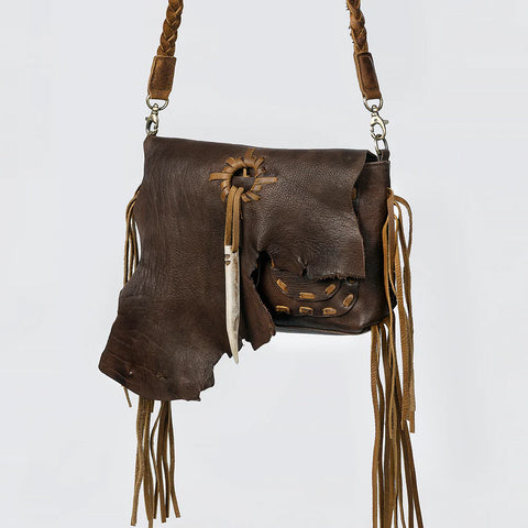 American Darling Conceal Carry Leather Fringe Bone Clutch