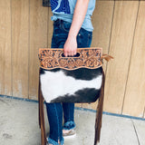 American Darling Brown and White Hide Fringe Purse