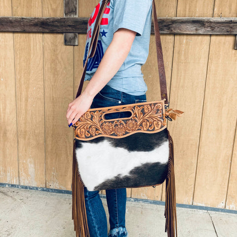 Western Cowhide Boho Purse (21lt2brn)