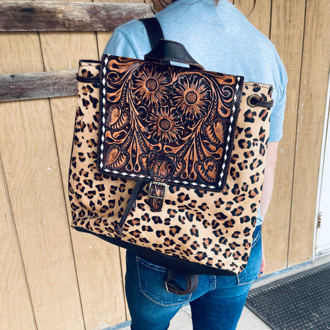 American Darling Cheetah Tooled Backpack
