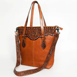 American Darling Large Chocolate Tooled Tote