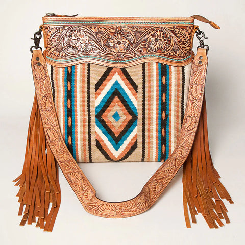 American Darling Tan Blanket Floral Tooled Purse