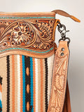 American Darling Tan Blanket Floral Tooled Purse