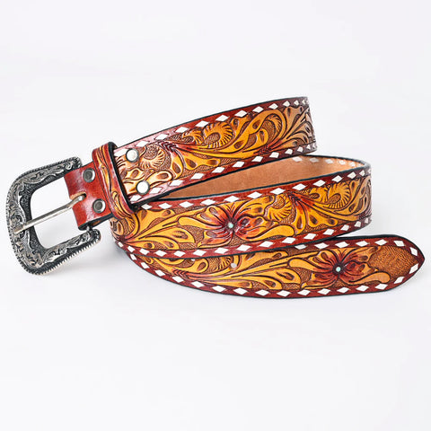 American Darling Yellow Tooled Floral Belt
