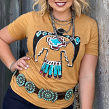 Texas True Callie's Aztec Thunderbird Tee-Antique Gold