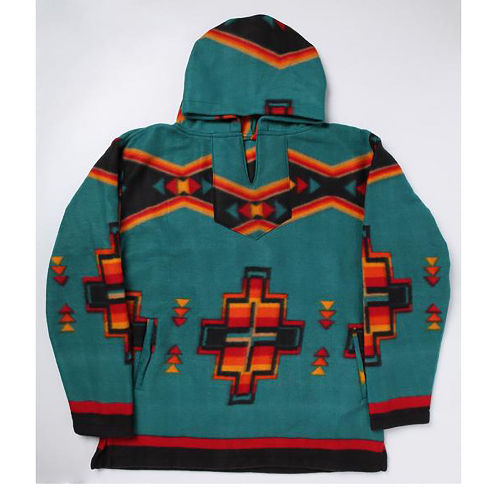 Teal Aztec Fleece Pullover Hoodie – Western Edge, Ltd.