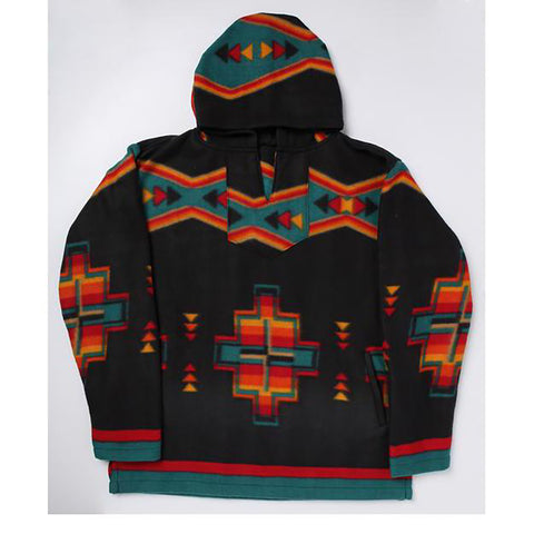 Black Aztec Fleece Pullover Hoodie