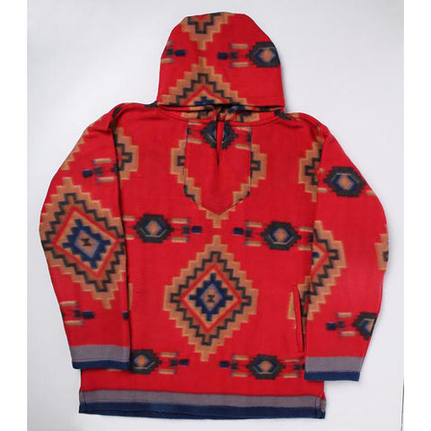 Red Aztec Fleece Pullover Hoodie