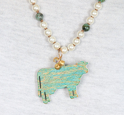 Turquoise Steer Bead Necklace
