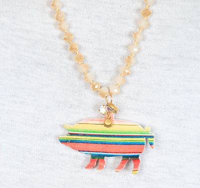 Serape Pig Bead Necklace