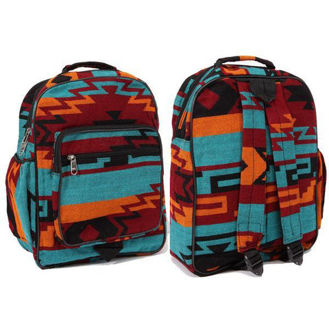 Teal and Orange Aztec Backpack