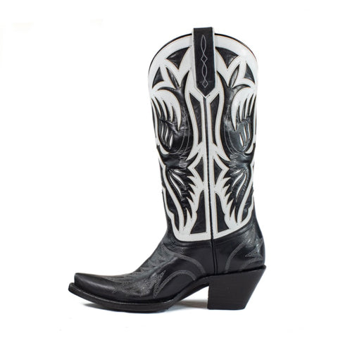 Azulado Black & White Phoenix Snip Toe Boot