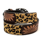 Angel Ranch Women's Leopard Sunflower Tooled Belt