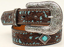 Ariat Girl's Floral Diamond Concho Turquoise Inlay Belt